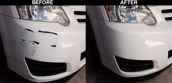 scraped bumper repaired back to new