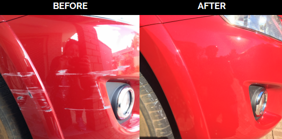 Scraped Bumper Corner Fixed Before and After